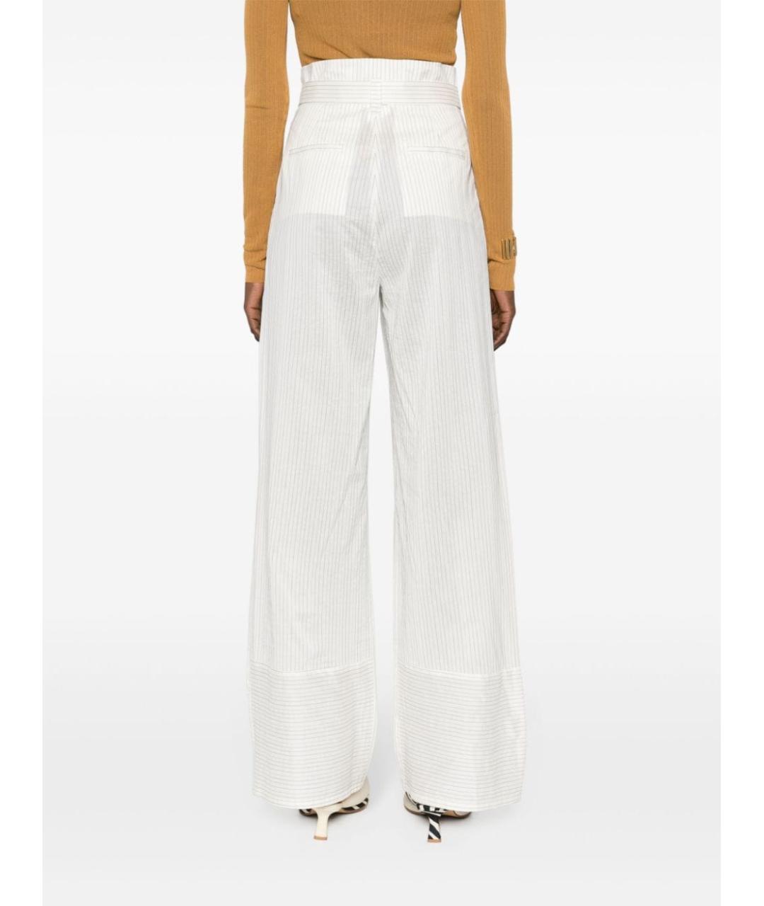 MAX MARA Белые хлопковые прямые брюки, фото 4