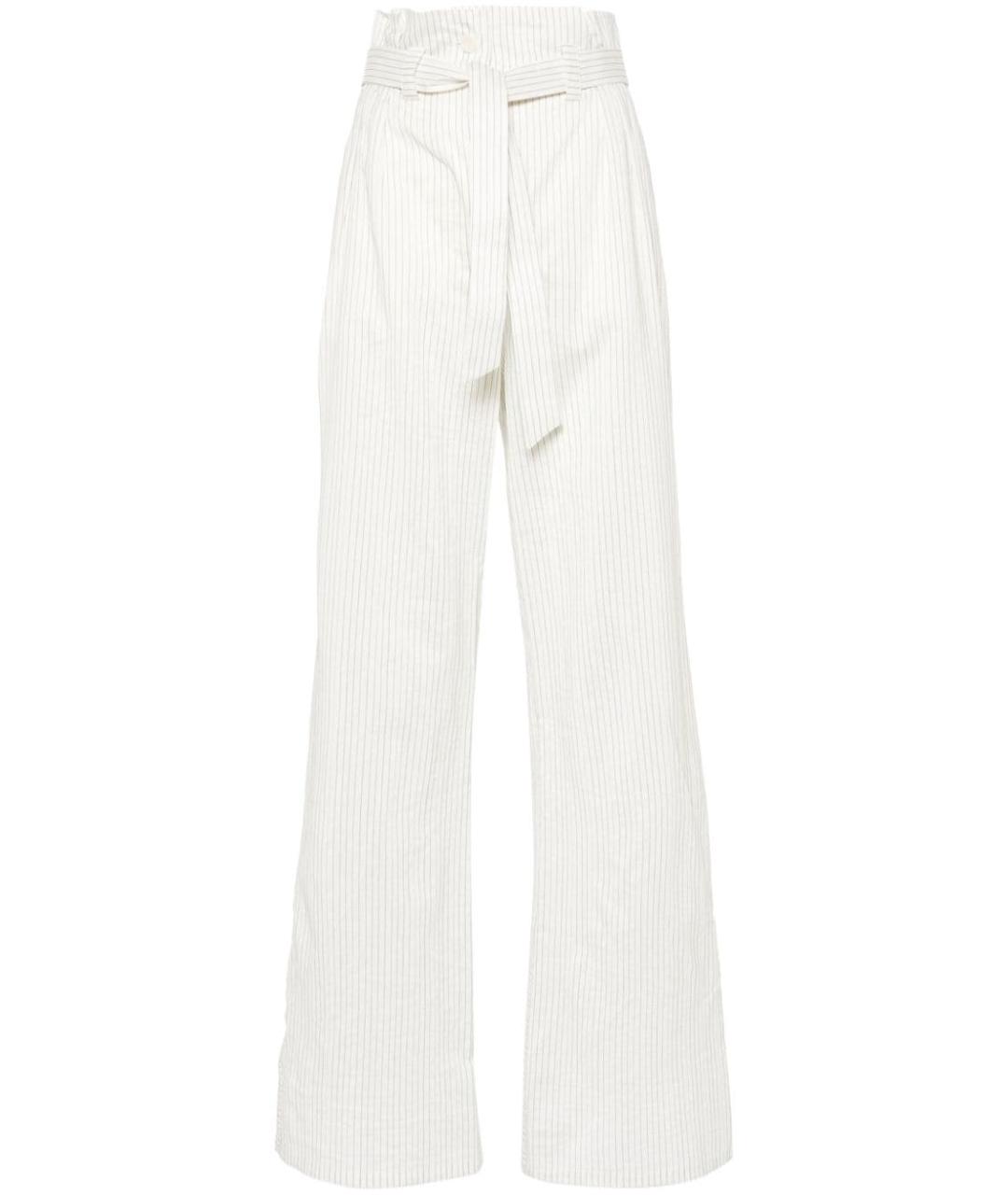 MAX MARA Белые хлопковые прямые брюки, фото 1