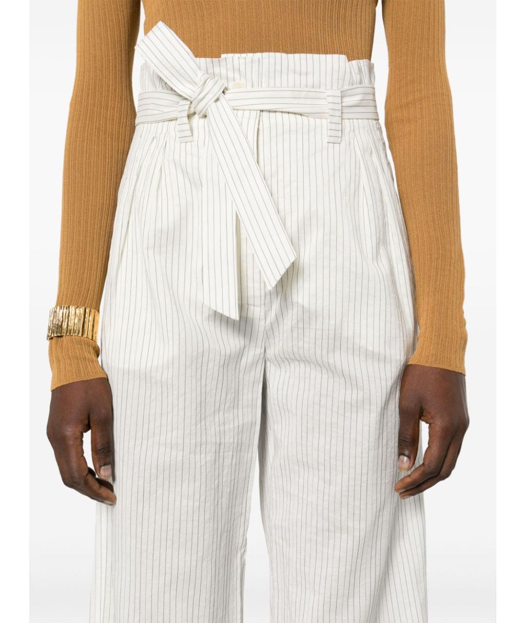 MAX MARA Белые хлопковые прямые брюки, фото 2