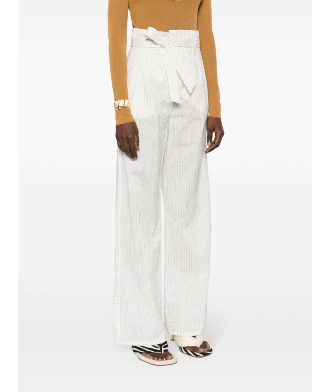 MAX MARA Белые хлопковые прямые брюки, фото 3