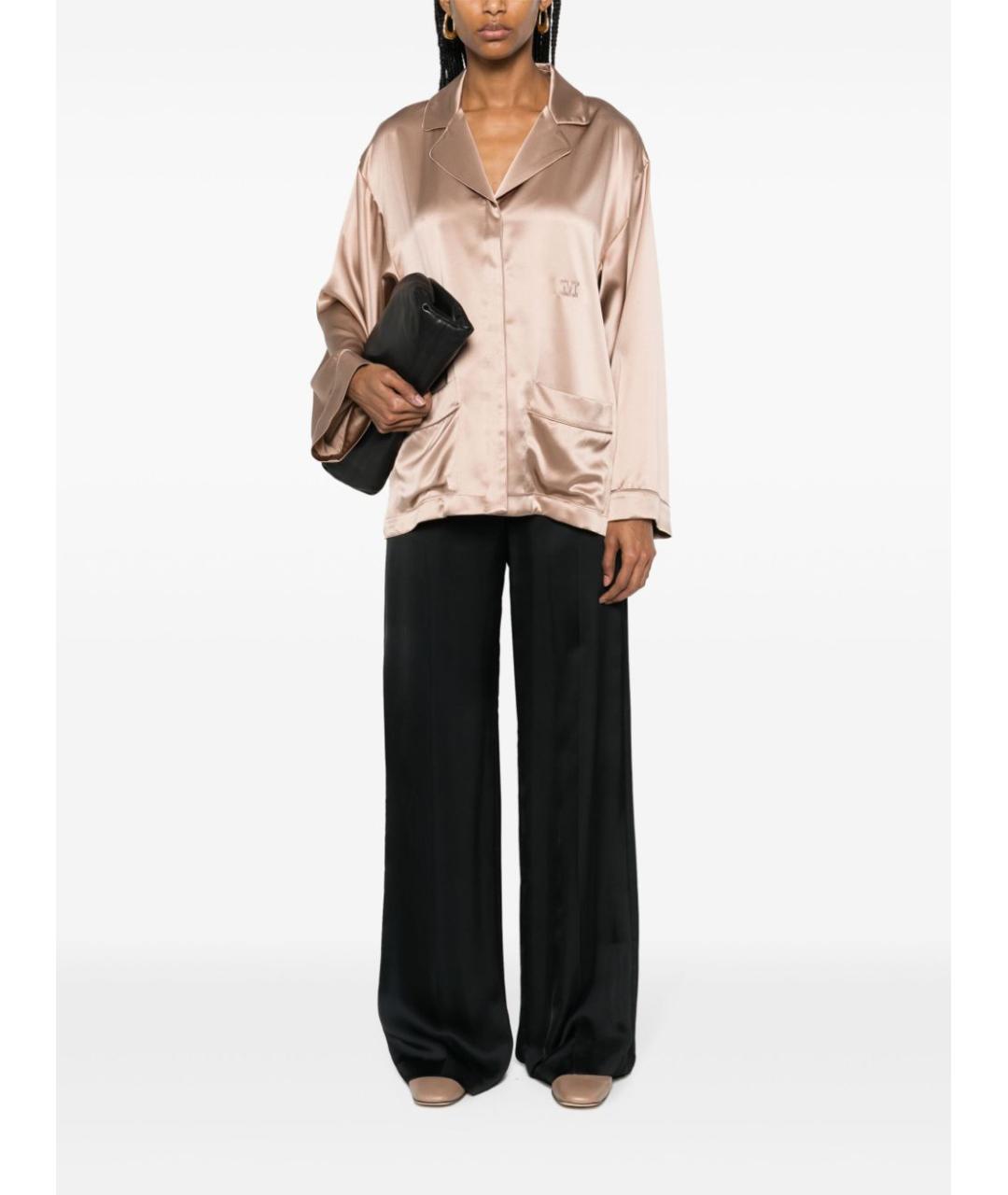 MAX MARA Бежевая шелковая рубашка, фото 5