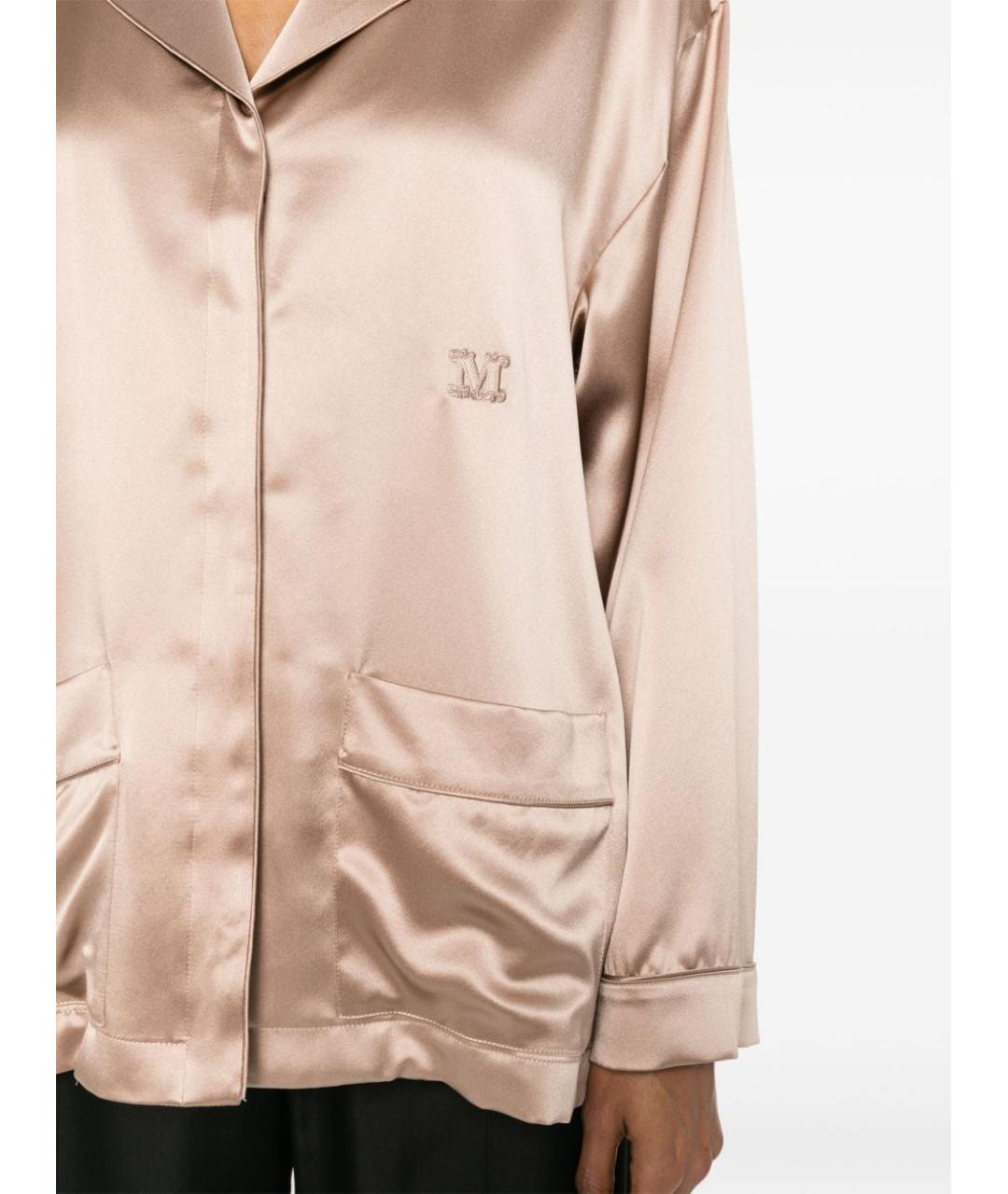 MAX MARA Бежевая шелковая рубашка, фото 2