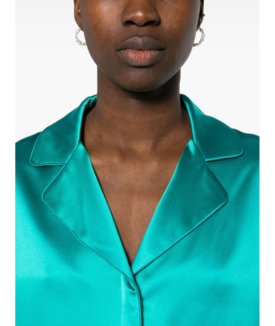 MAX MARA Бирюзовая шелковая рубашка, фото 4