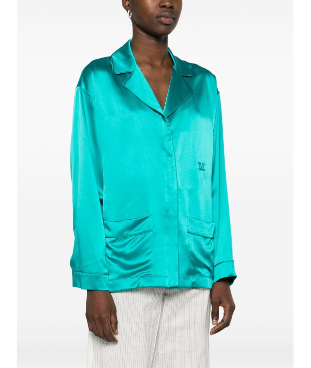 MAX MARA Бирюзовая шелковая рубашка, фото 2