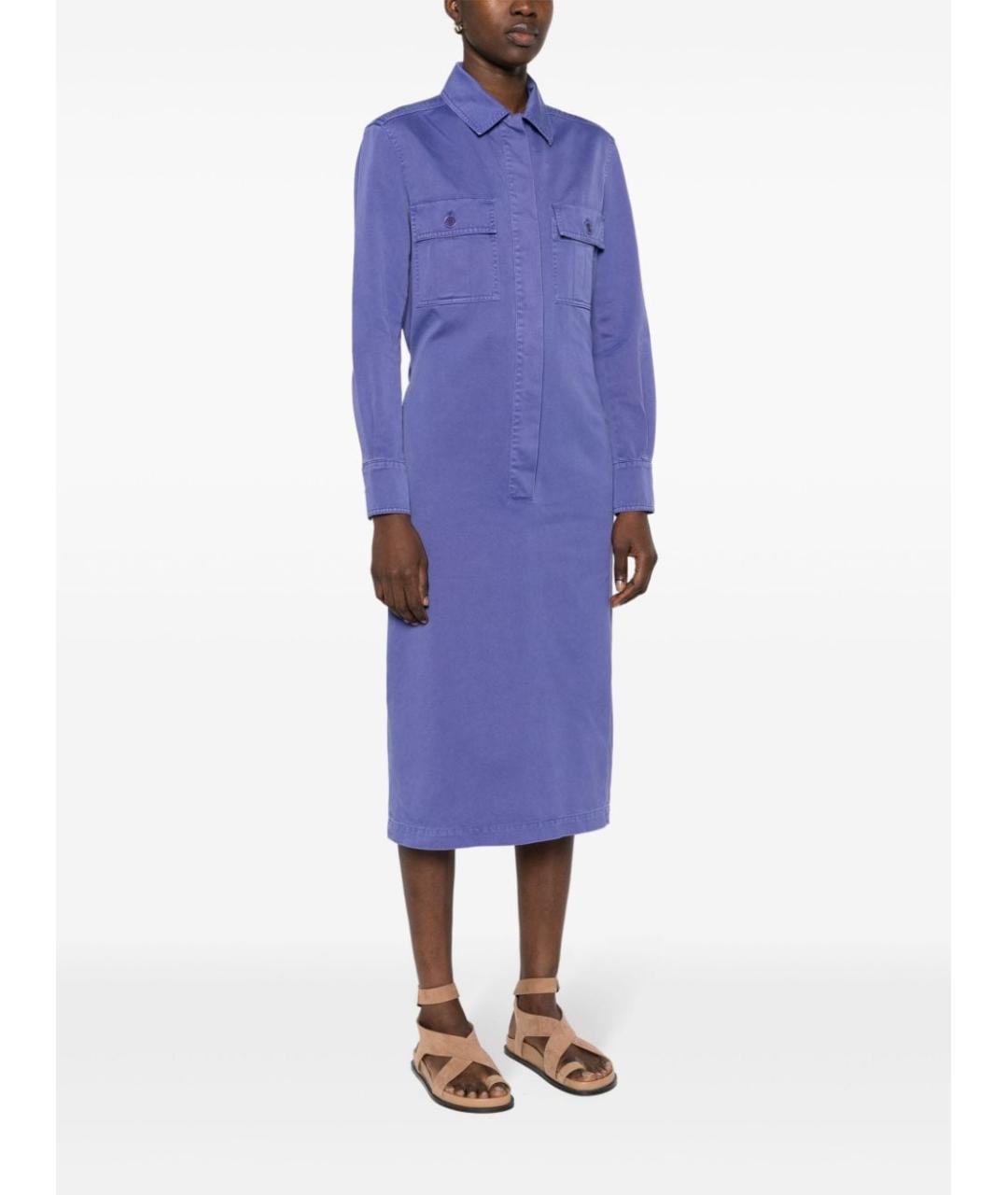 MAX MARA Фиолетовое хлопковое повседневное платье, фото 4