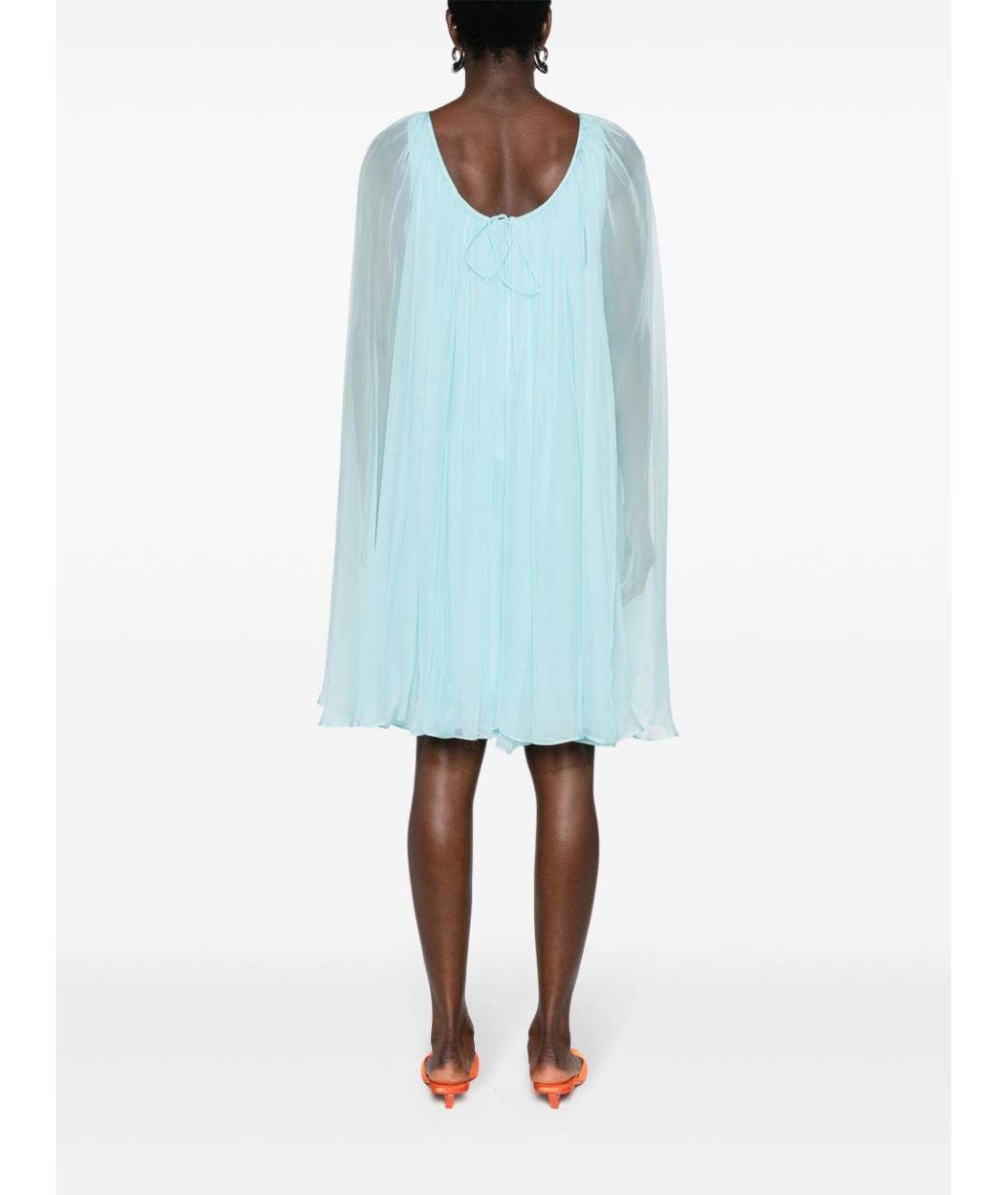 MAX MARA Голубое шелковое повседневное платье, фото 3