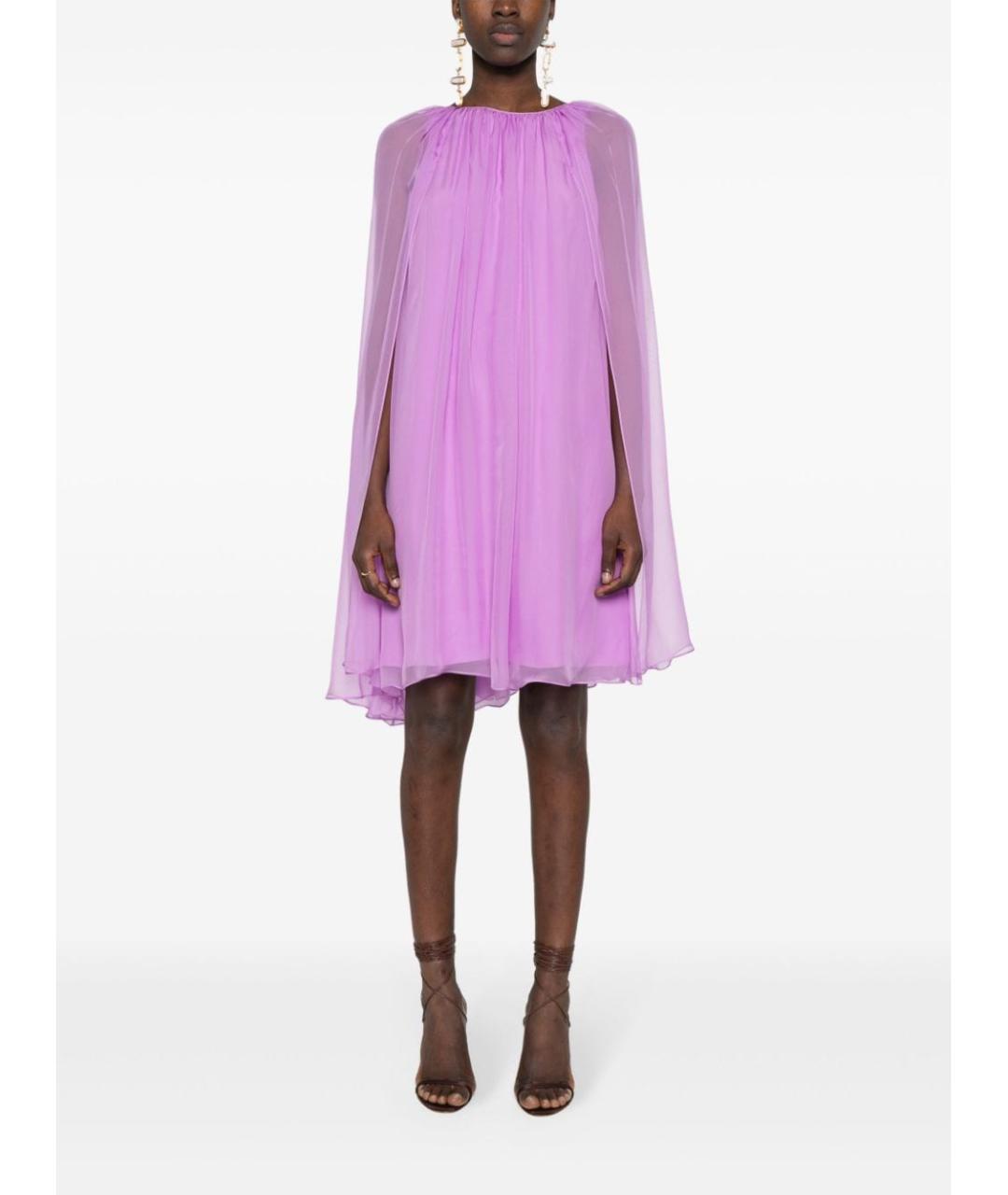 MAX MARA Фиолетовое шелковое повседневное платье, фото 5