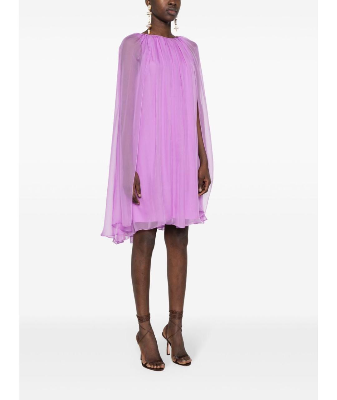 MAX MARA Фиолетовое шелковое повседневное платье, фото 2
