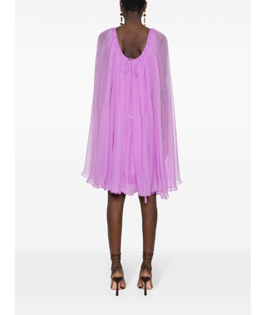 MAX MARA Фиолетовое шелковое повседневное платье, фото 3