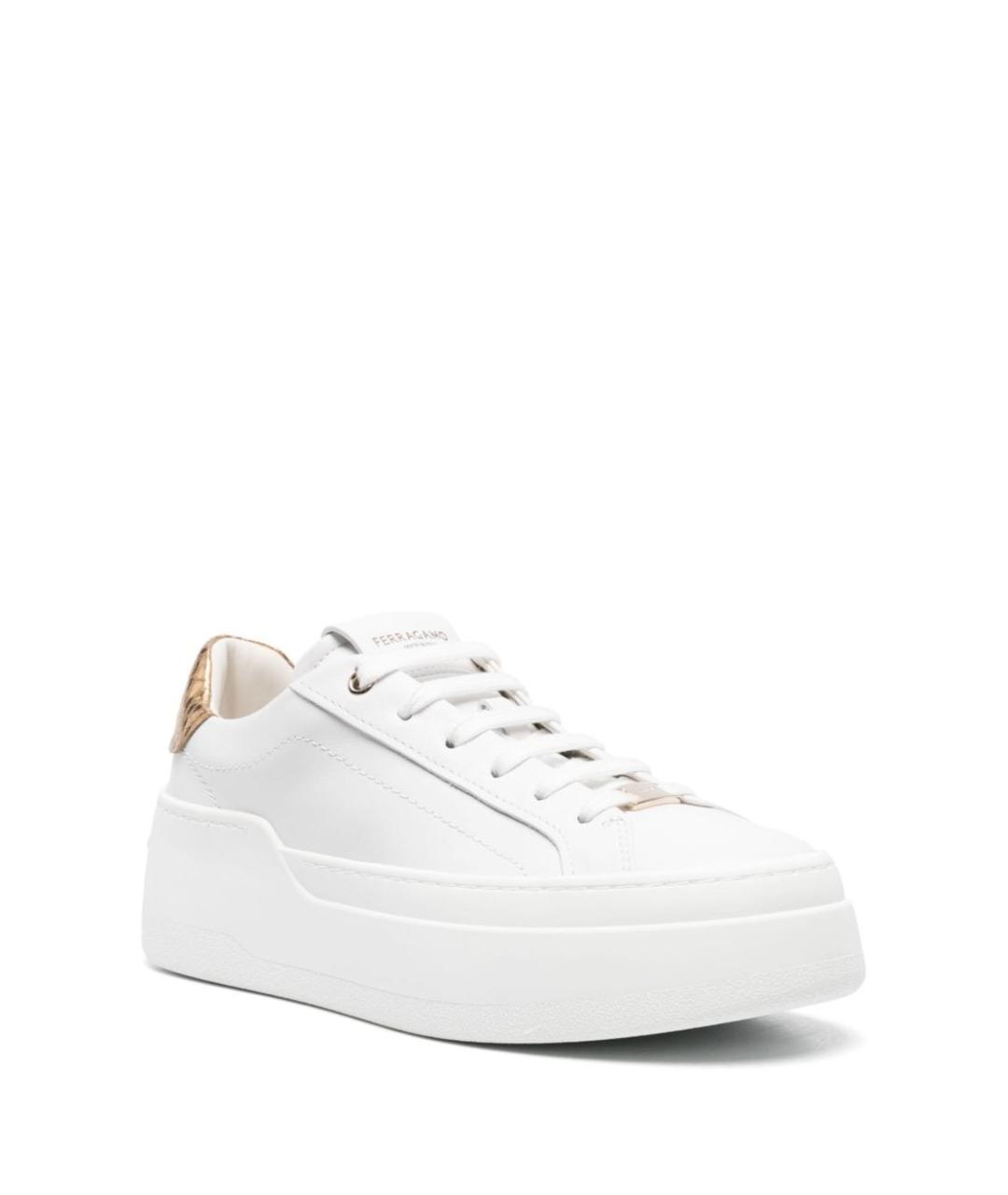 FERRAGAMO Белые кожаные кеды, фото 2