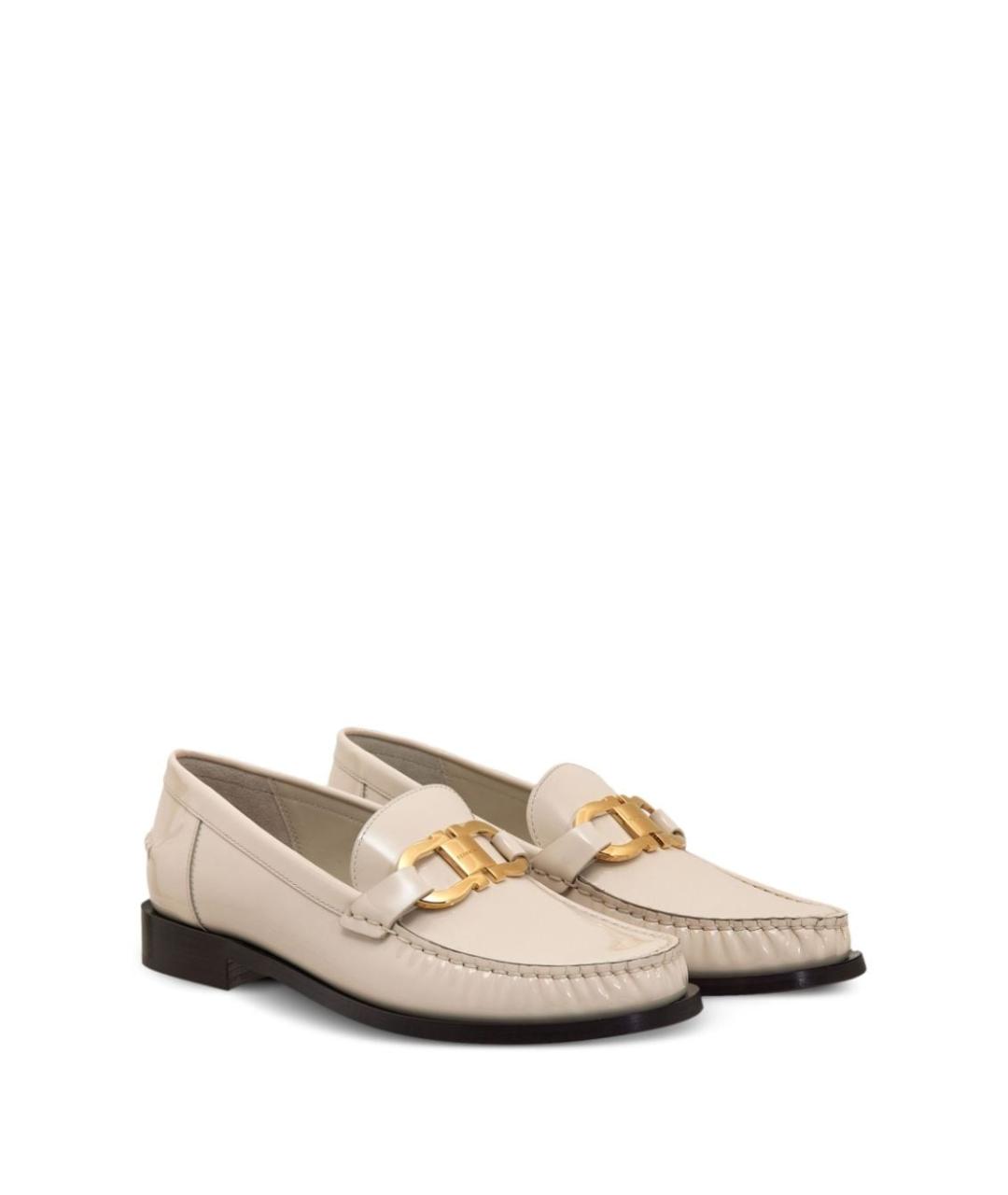 FERRAGAMO Белые кожаные лоферы, фото 2
