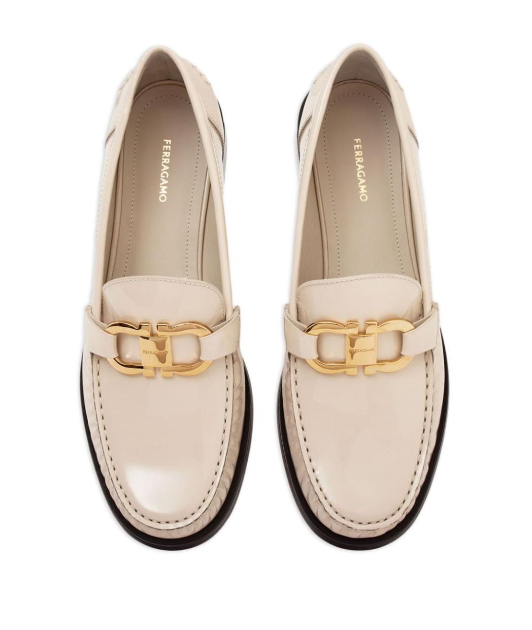 FERRAGAMO Белые кожаные лоферы, фото 4