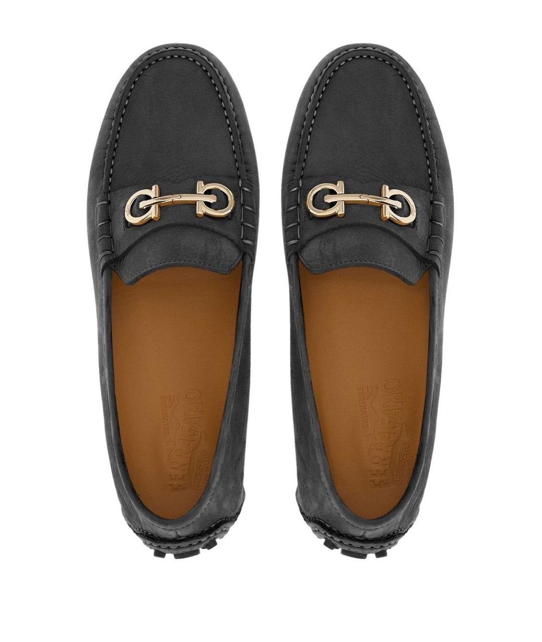 FERRAGAMO Черные кожаные мокасины, фото 3