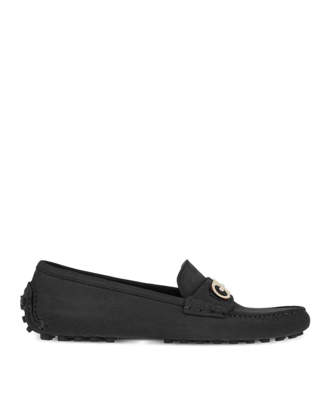 FERRAGAMO Черные кожаные мокасины, фото 1