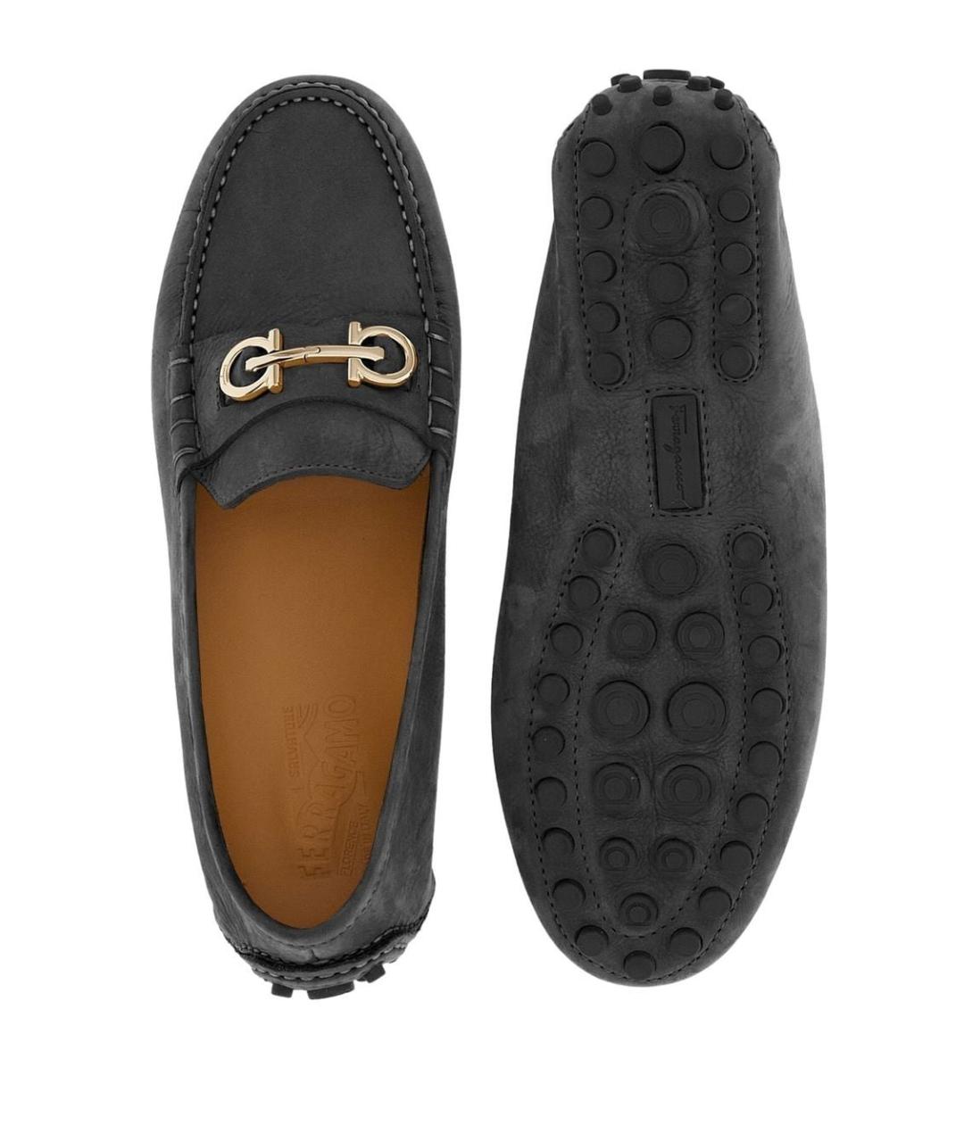 FERRAGAMO Черные кожаные мокасины, фото 4