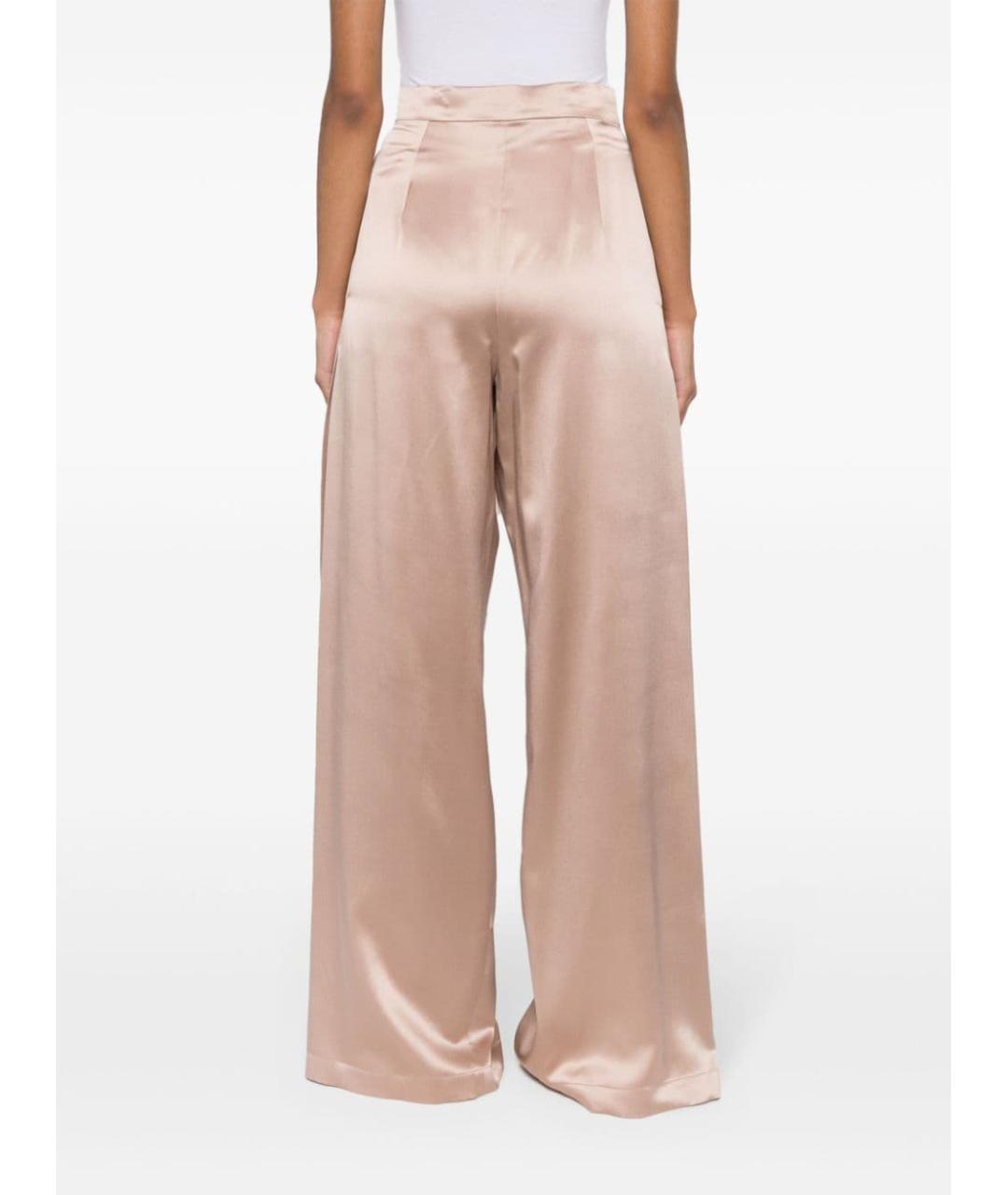 MAX MARA Бежевые шелковые прямые брюки, фото 5