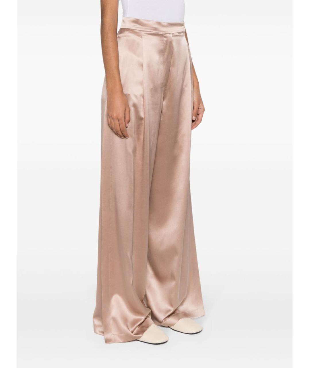 MAX MARA Бежевые шелковые прямые брюки, фото 2