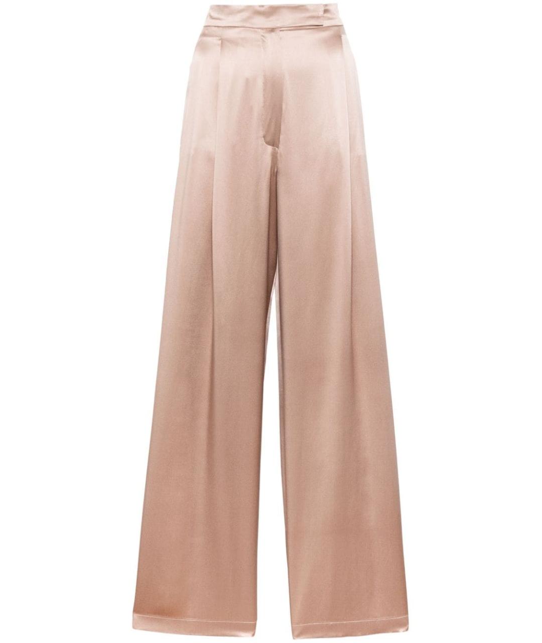 MAX MARA Бежевые шелковые прямые брюки, фото 1
