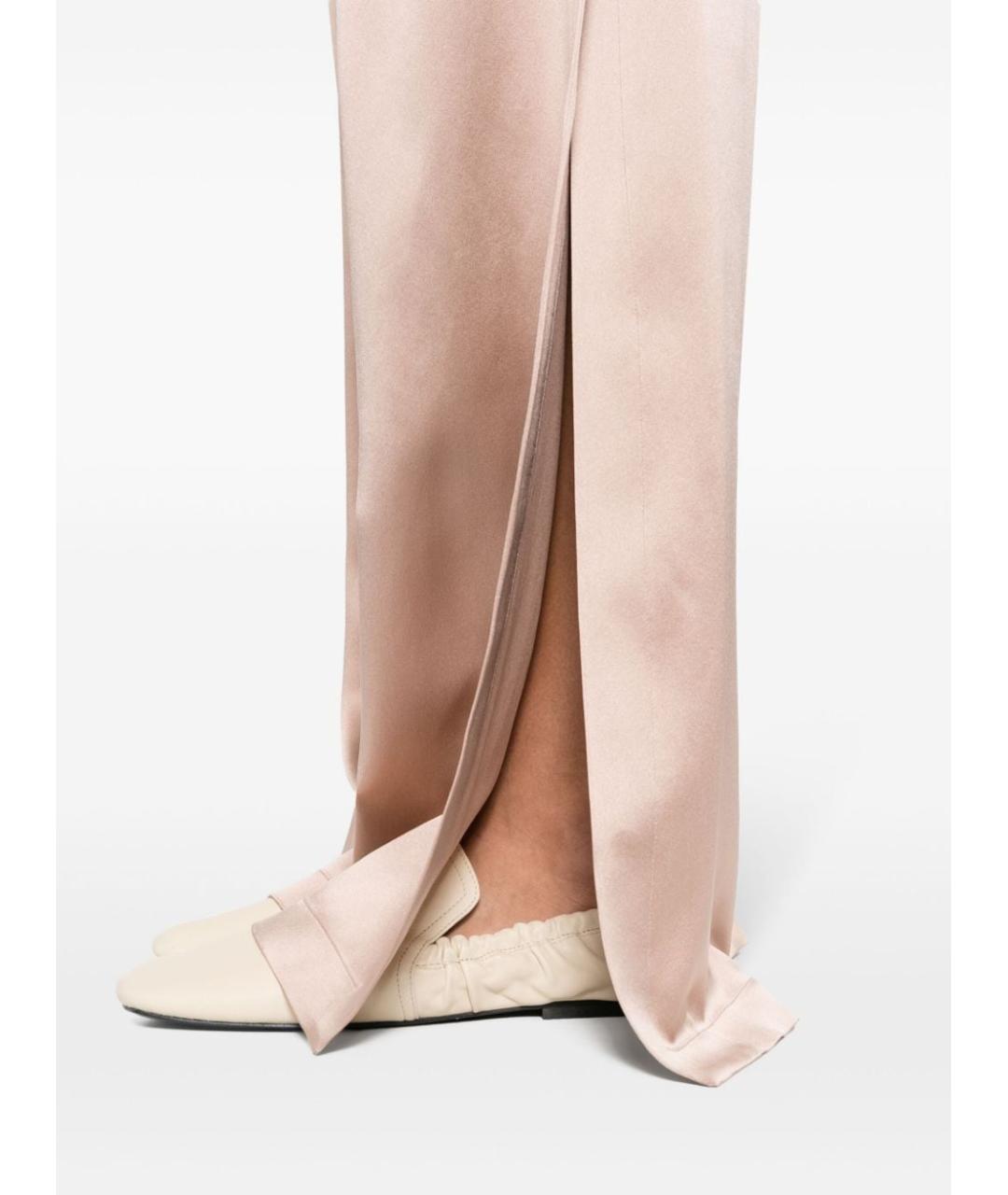 MAX MARA Бежевые шелковые прямые брюки, фото 4