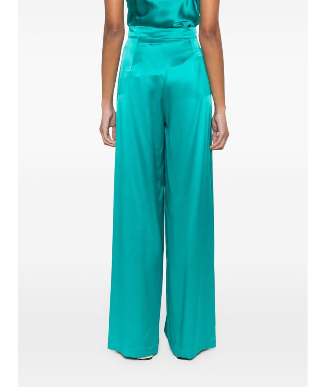 MAX MARA Бирюзовые шелковые прямые брюки, фото 4