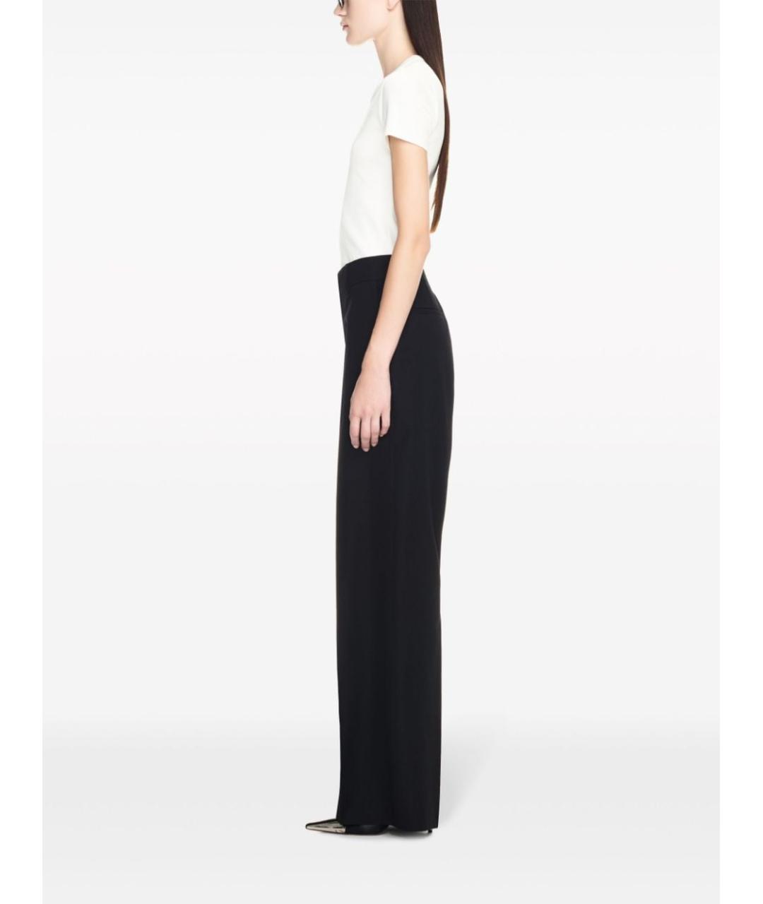 OFF-WHITE Черные шерстяные прямые брюки, фото 2