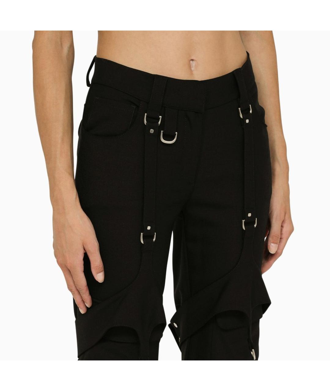 OFF-WHITE Черные шерстяные прямые брюки, фото 5