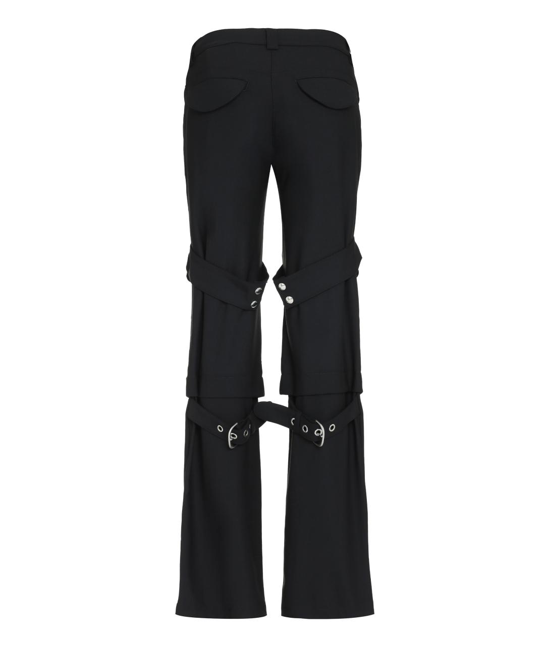 OFF-WHITE Черные шерстяные прямые брюки, фото 2