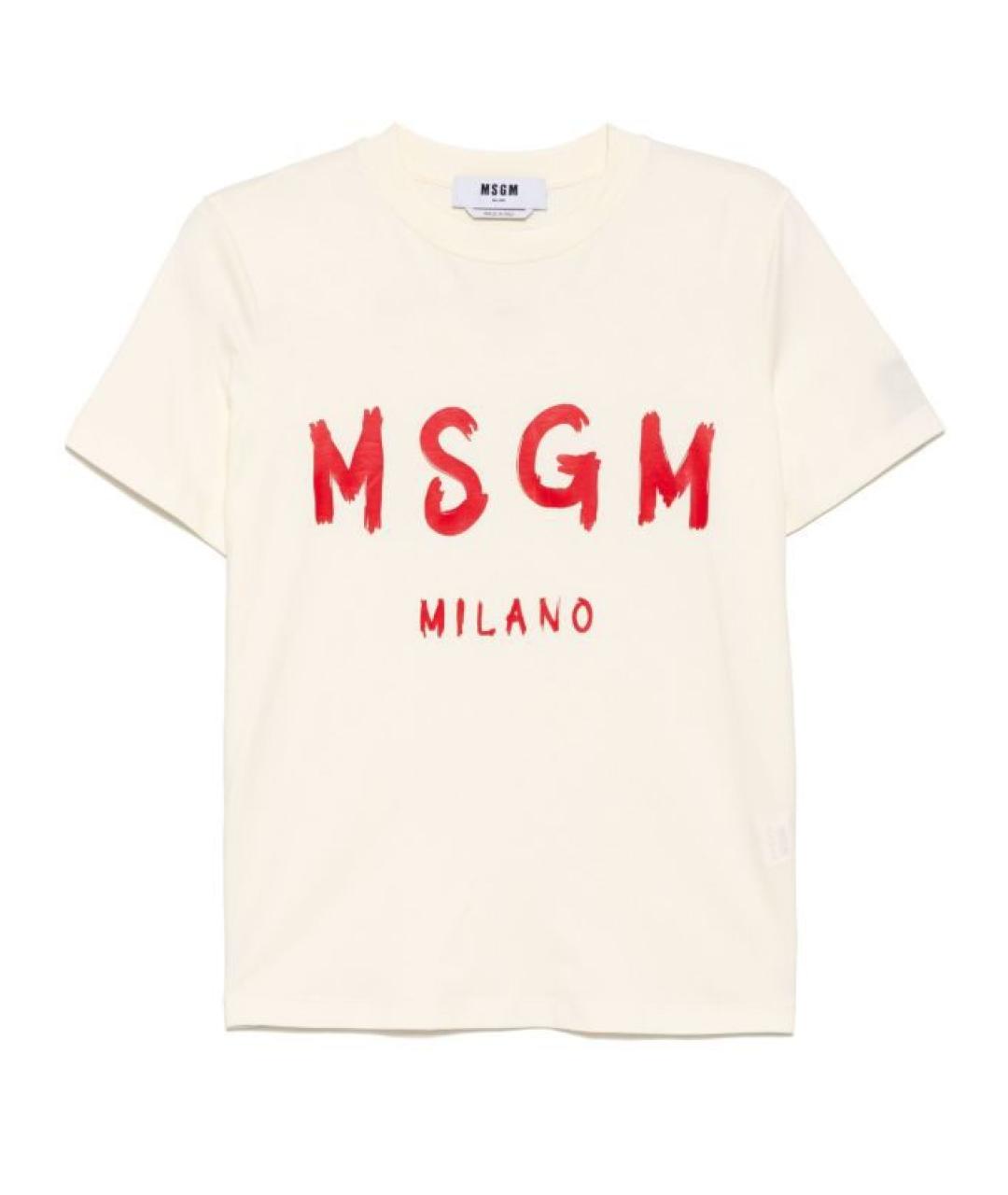 MSGM Бежевая хлопковая футболка, фото 1