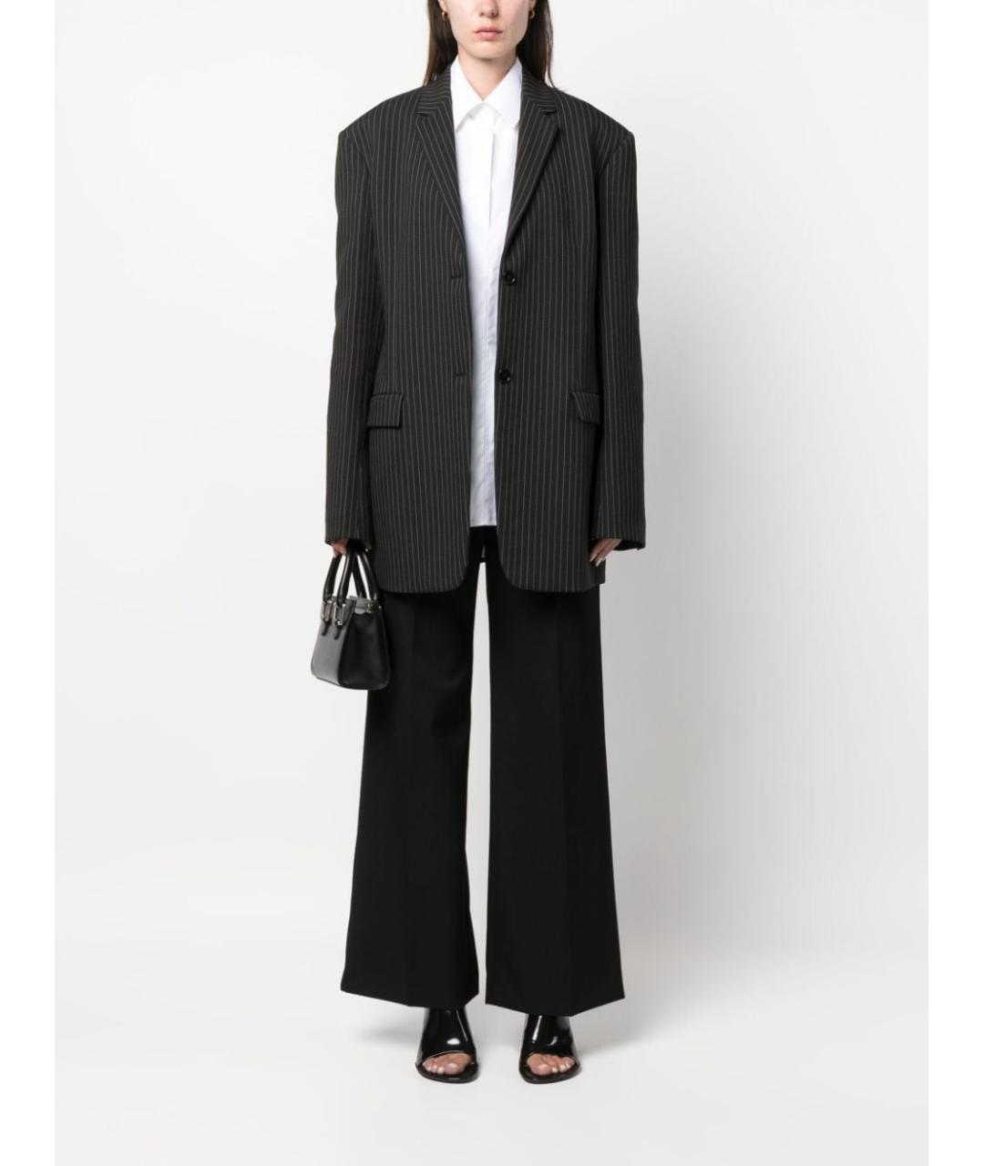LANVIN Черные шерстяные прямые брюки, фото 4