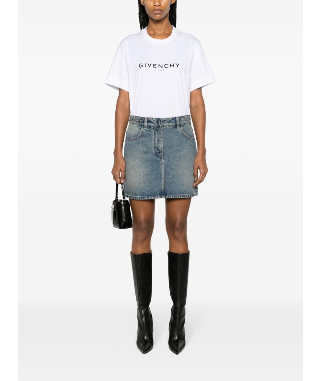 GIVENCHY Синяя хлопковая юбка мини, фото 4