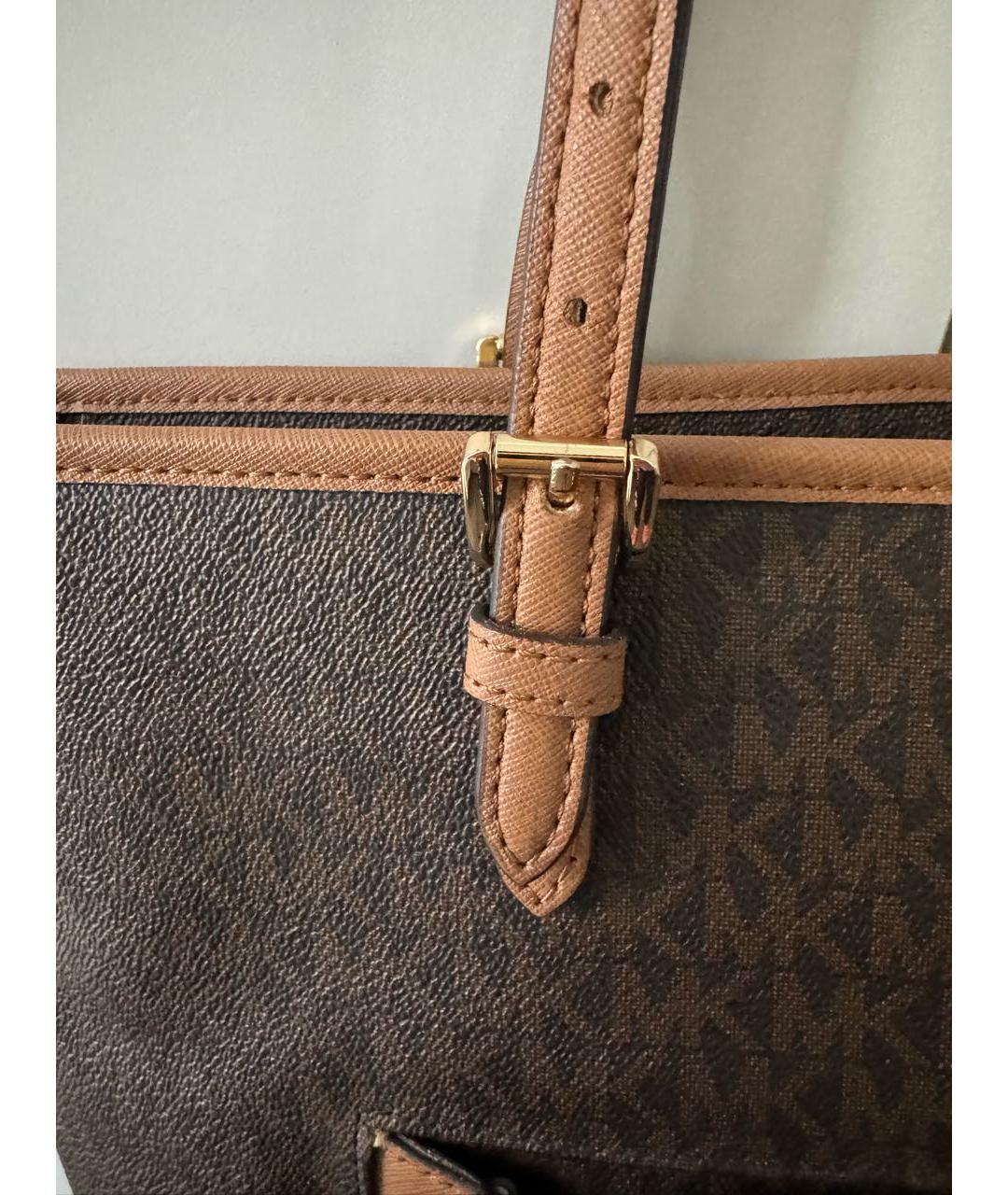 MICHAEL KORS Коричневая сумка тоут из канвы, фото 3