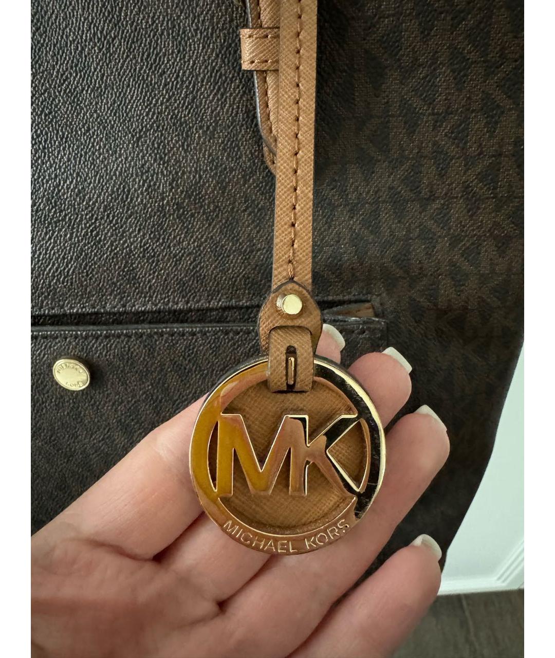 MICHAEL KORS Коричневая сумка тоут из канвы, фото 2