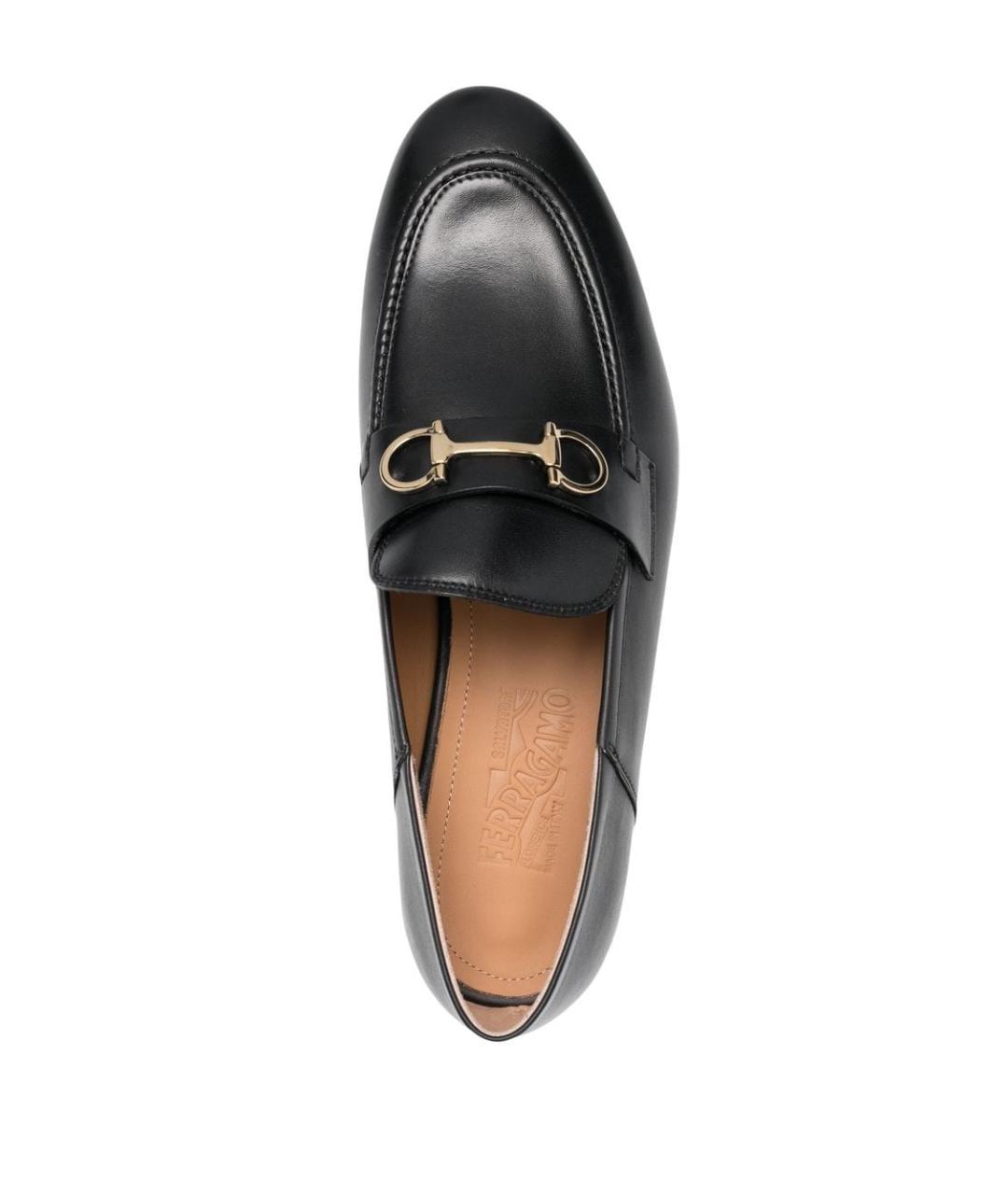FERRAGAMO Черные кожаные лоферы, фото 4
