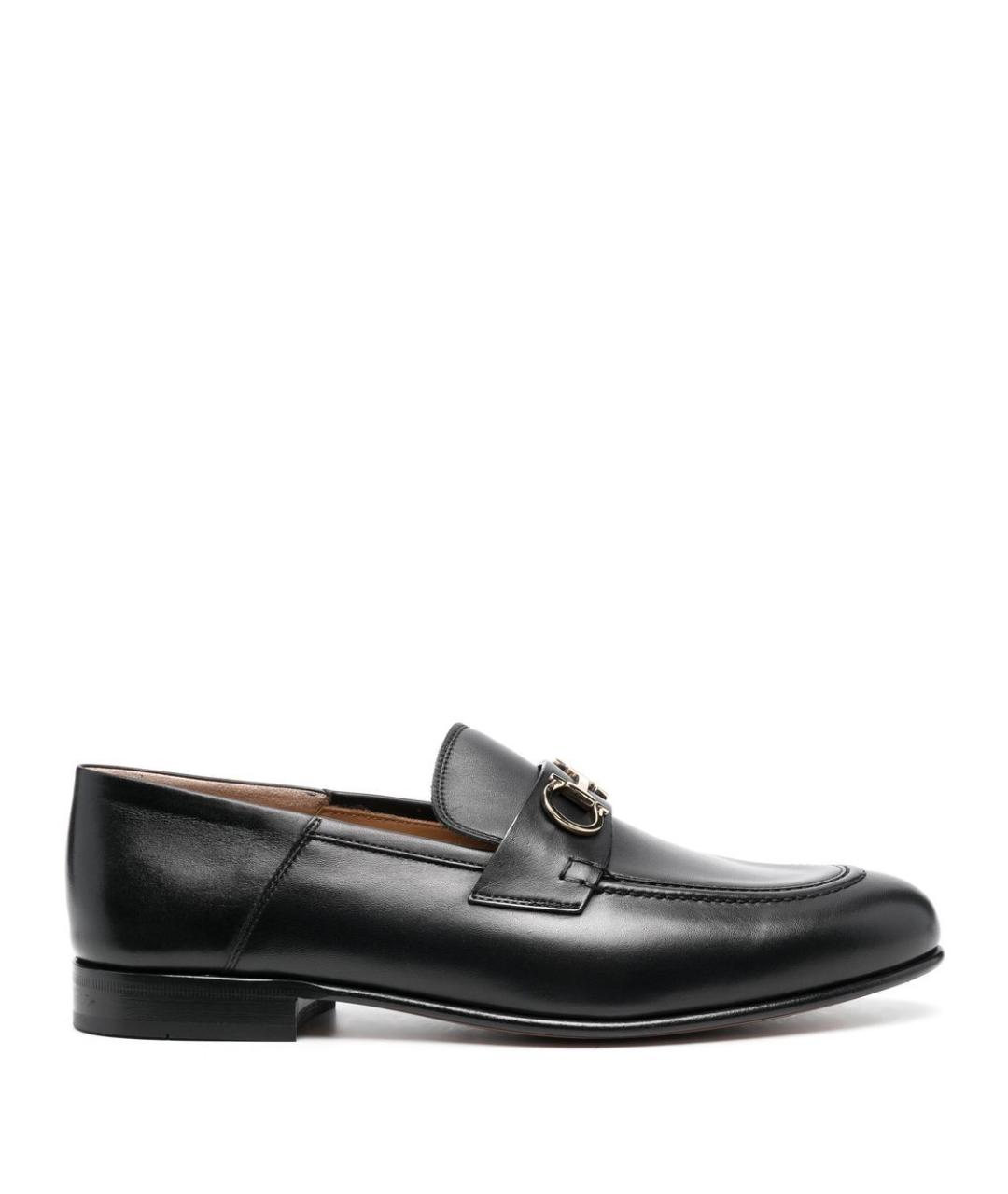 FERRAGAMO Черные кожаные лоферы, фото 1