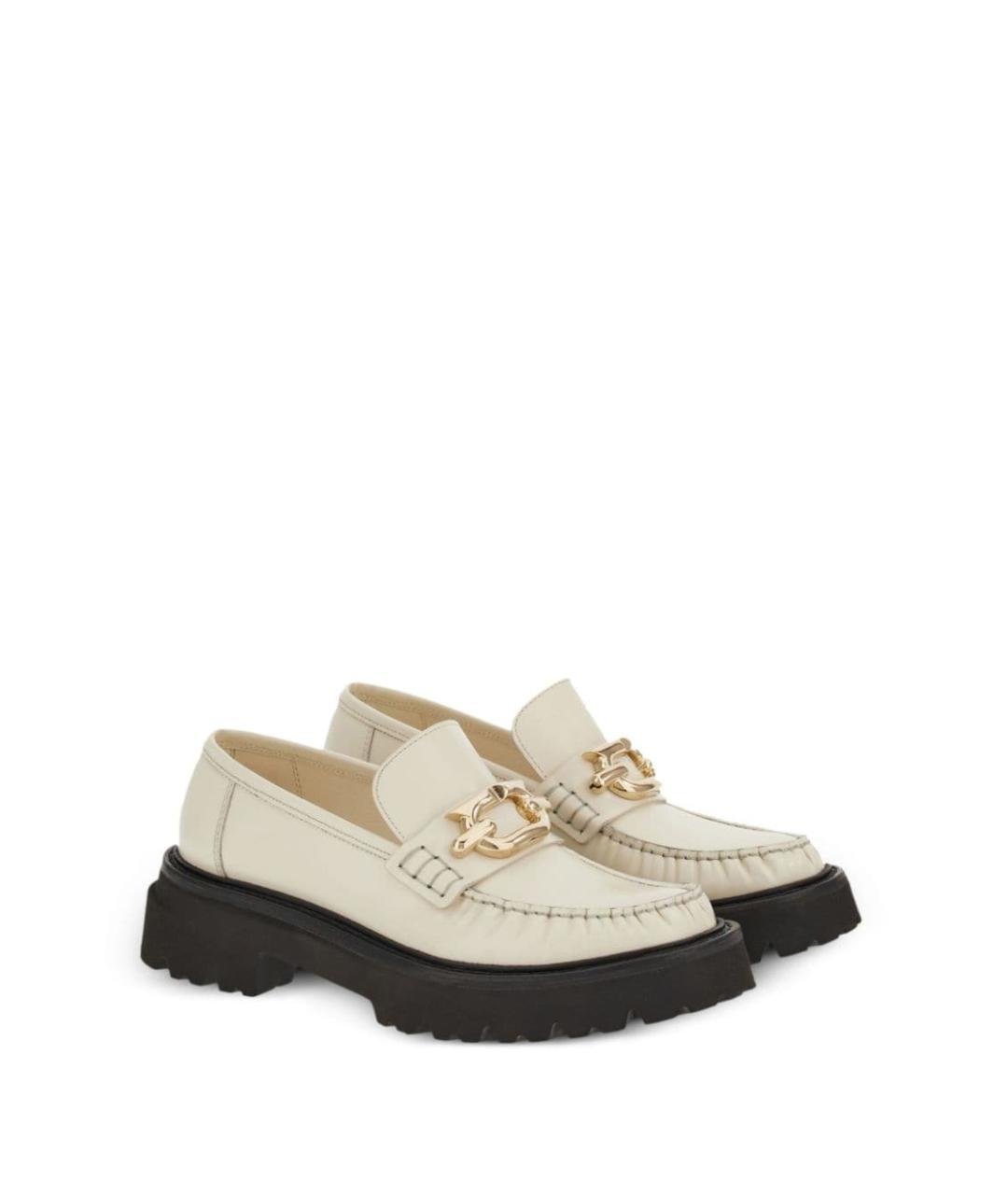 FERRAGAMO Белые кожаные лоферы, фото 2