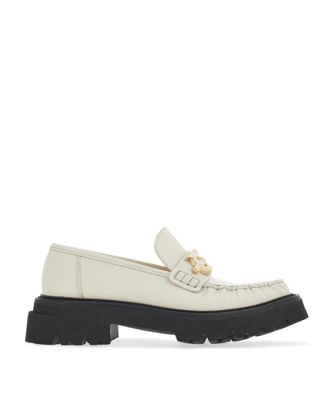 FERRAGAMO Белые кожаные лоферы, фото 1