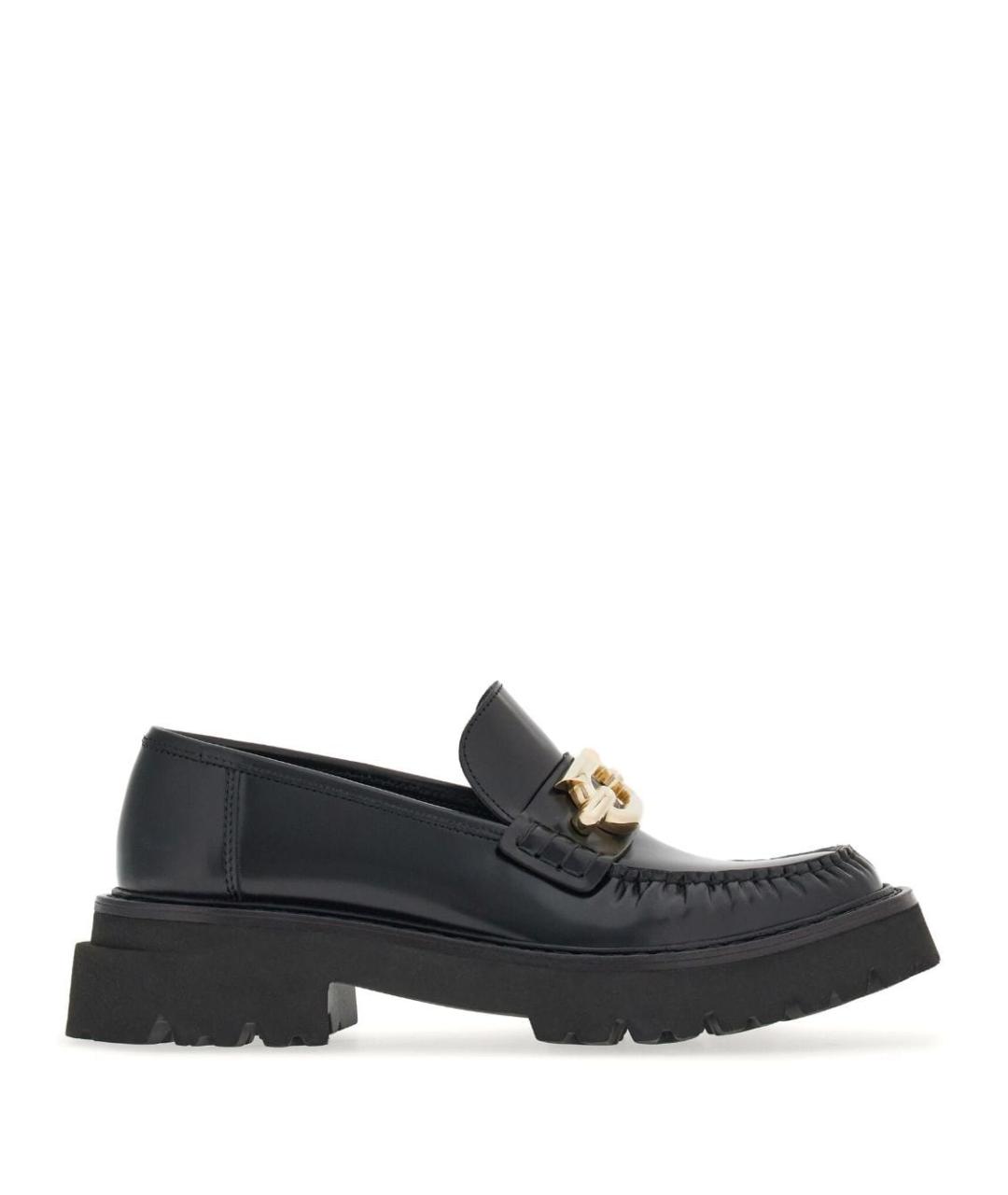 FERRAGAMO Черные кожаные лоферы, фото 1