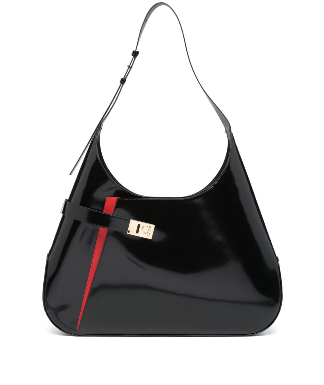 FERRAGAMO Черная кожаная сумка через плечо, фото 1