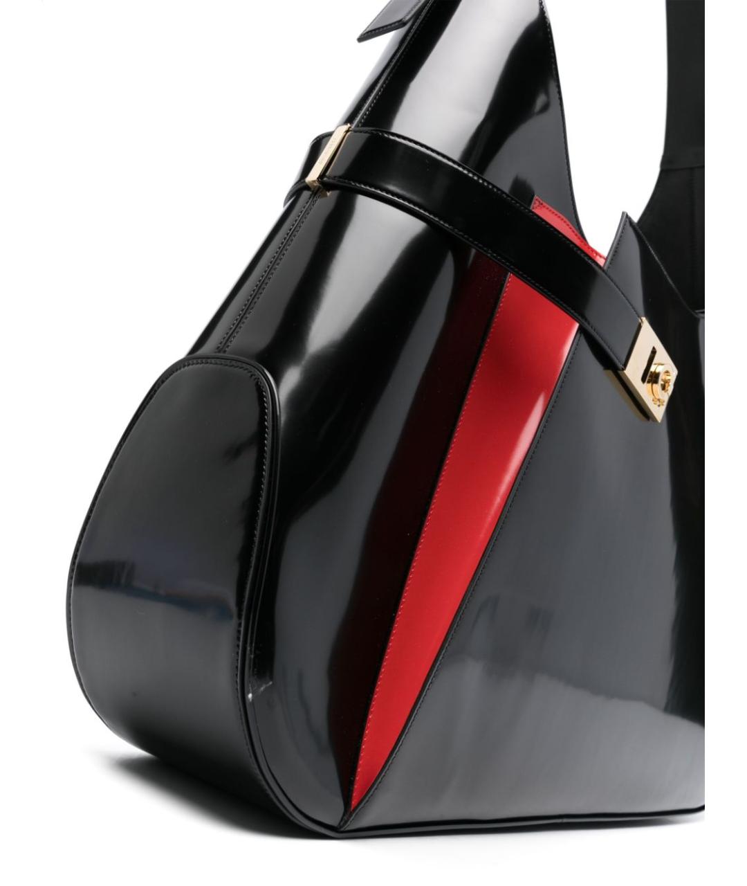 FERRAGAMO Черная кожаная сумка через плечо, фото 5