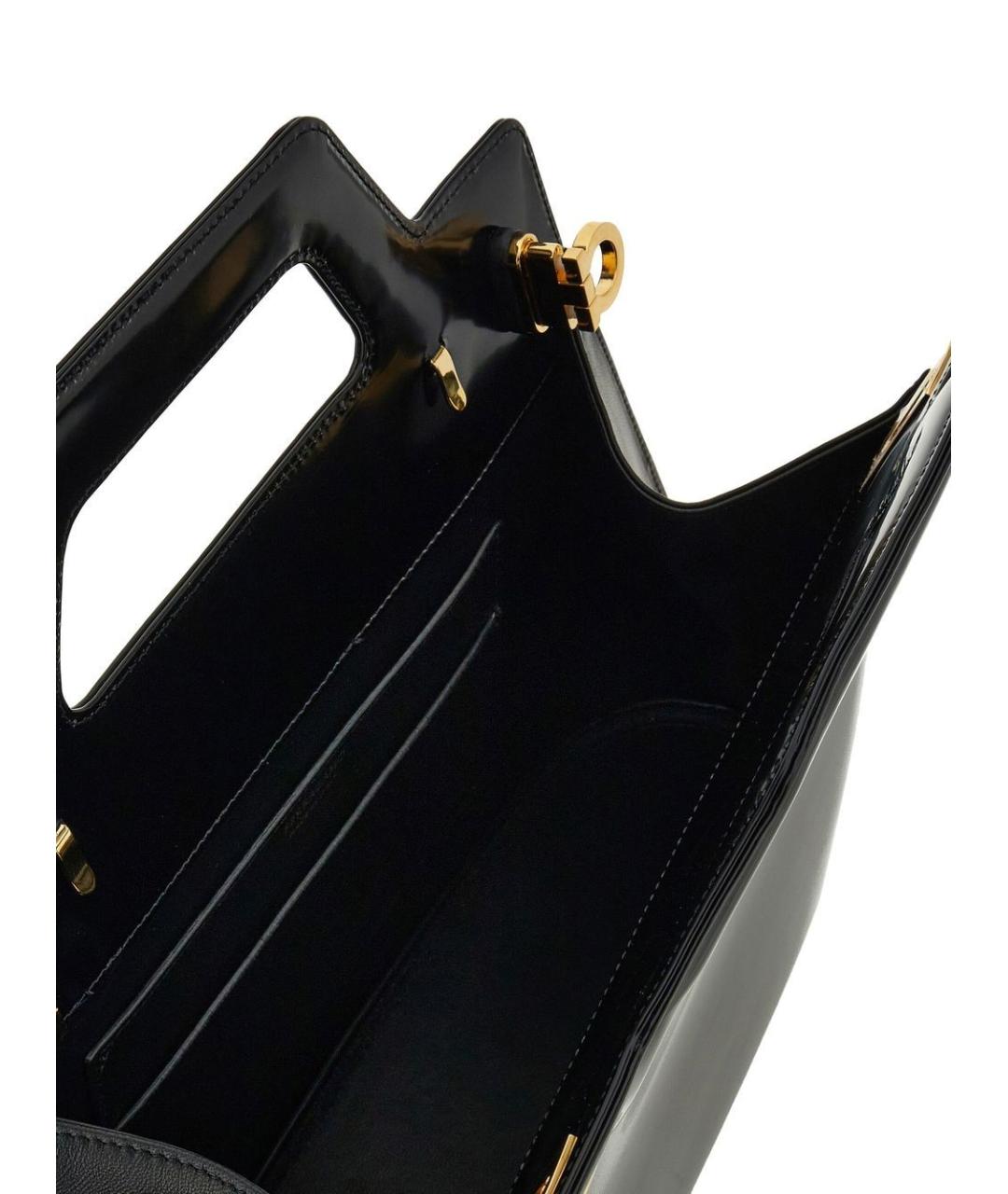 FERRAGAMO Черная кожаная сумка тоут, фото 5