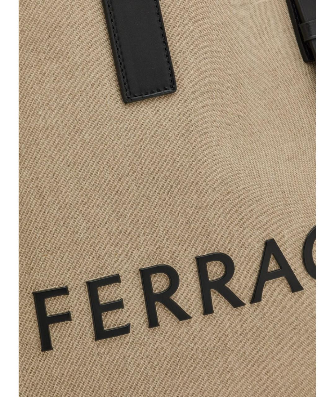 FERRAGAMO Бежевая тканевая сумка тоут, фото 4