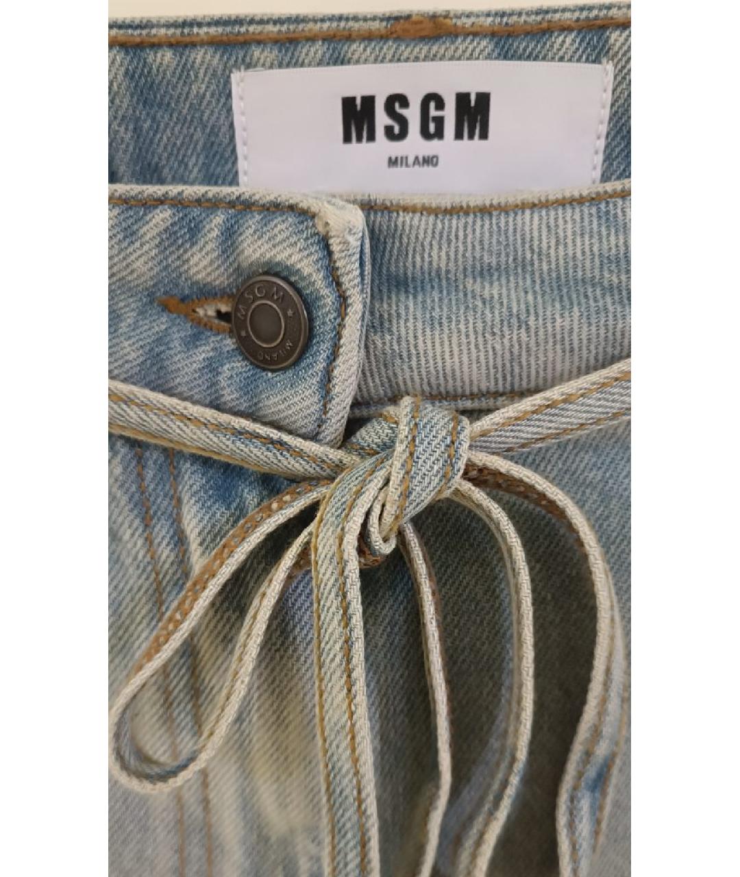MSGM Голубые хлопковые прямые джинсы, фото 3