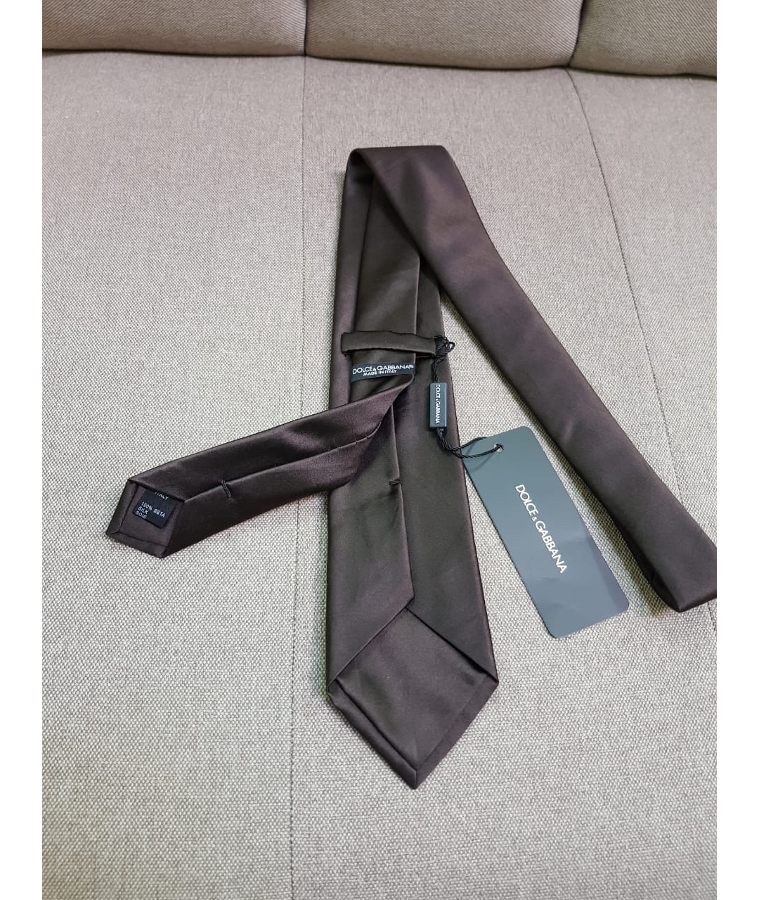 DOLCE&GABBANA Коричневый шелковый галстук, фото 2