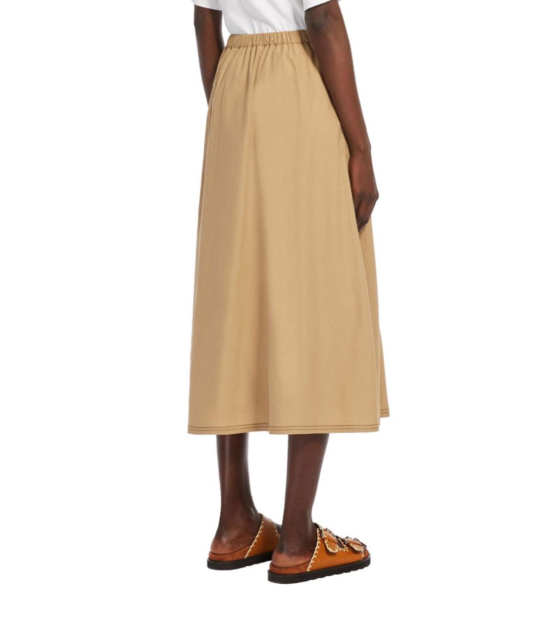 MAX MARA Бежевая хлопковая юбка миди, фото 2