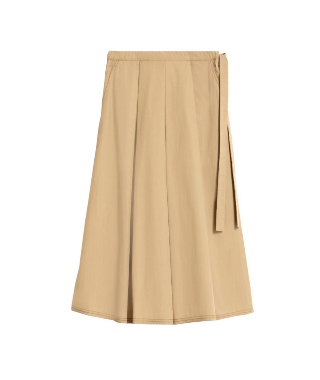 MAX MARA Бежевая хлопковая юбка миди, фото 1
