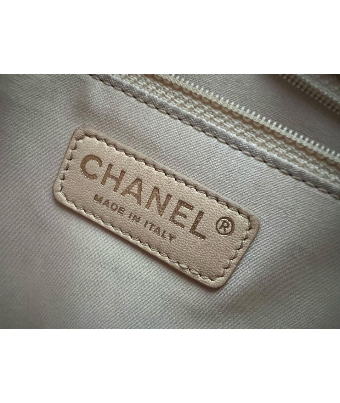 CHANEL Бежевая кожаная сумка тоут, фото 5