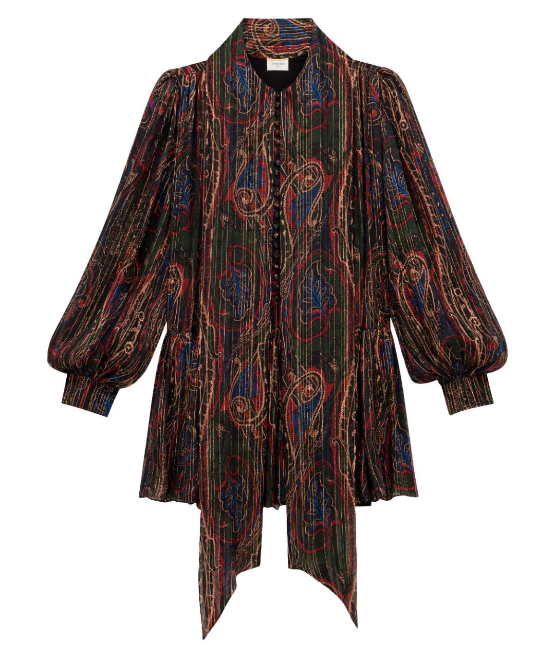 SAINT LAURENT Мульти шелковое коктейльное платье, фото 3