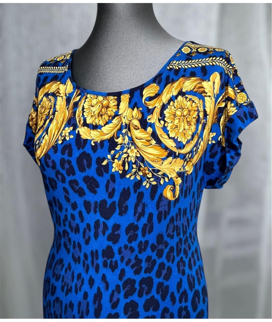 VERSACE Синее вискозное платье, фото 3