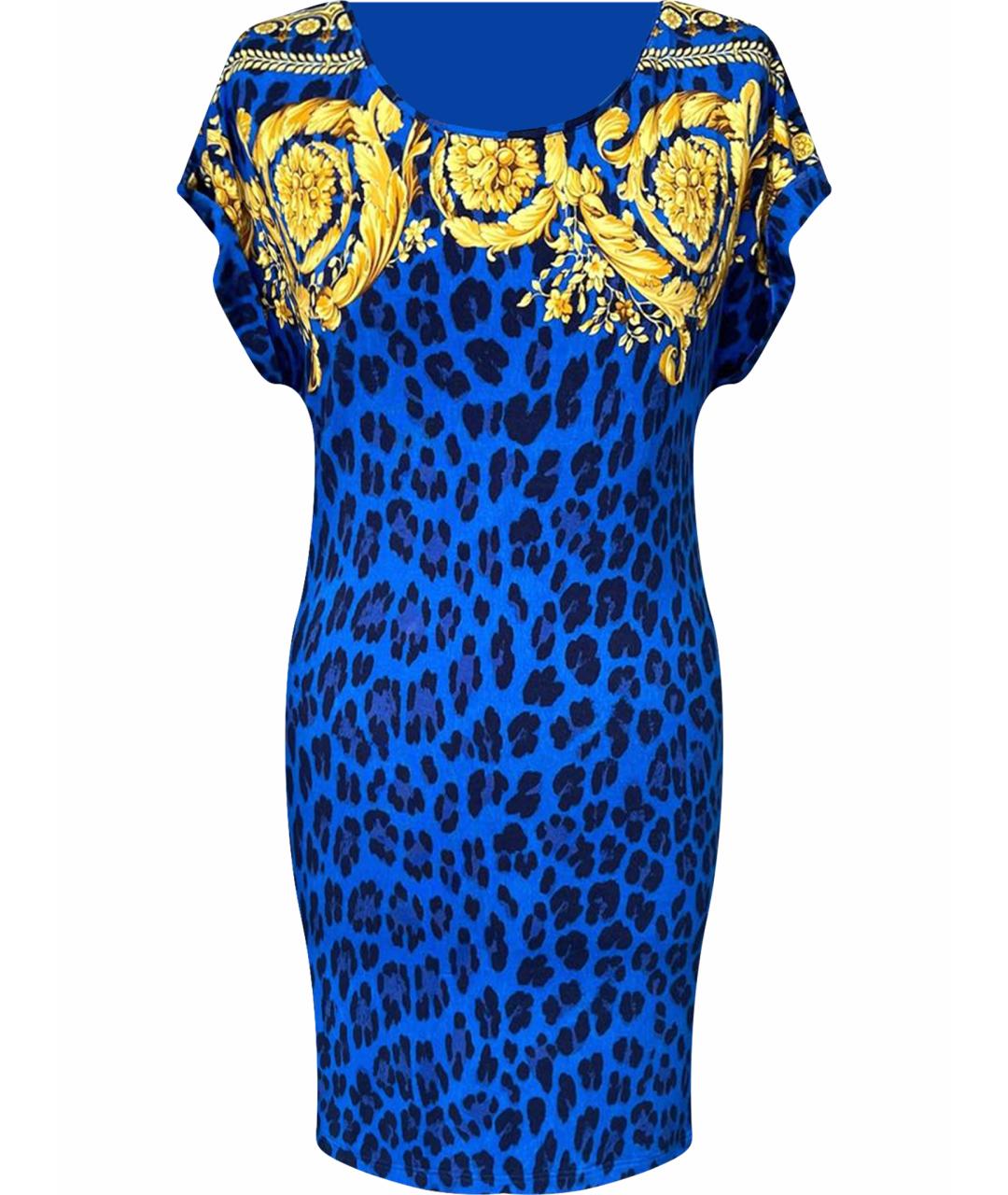 VERSACE Синее вискозное платье, фото 1