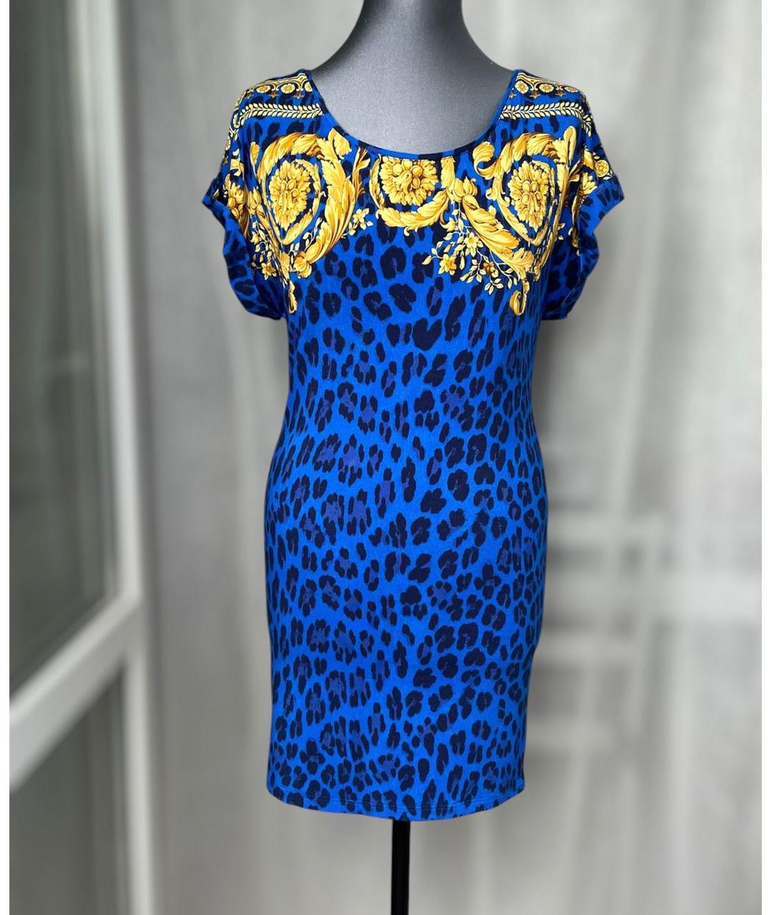 VERSACE Синее вискозное платье, фото 7